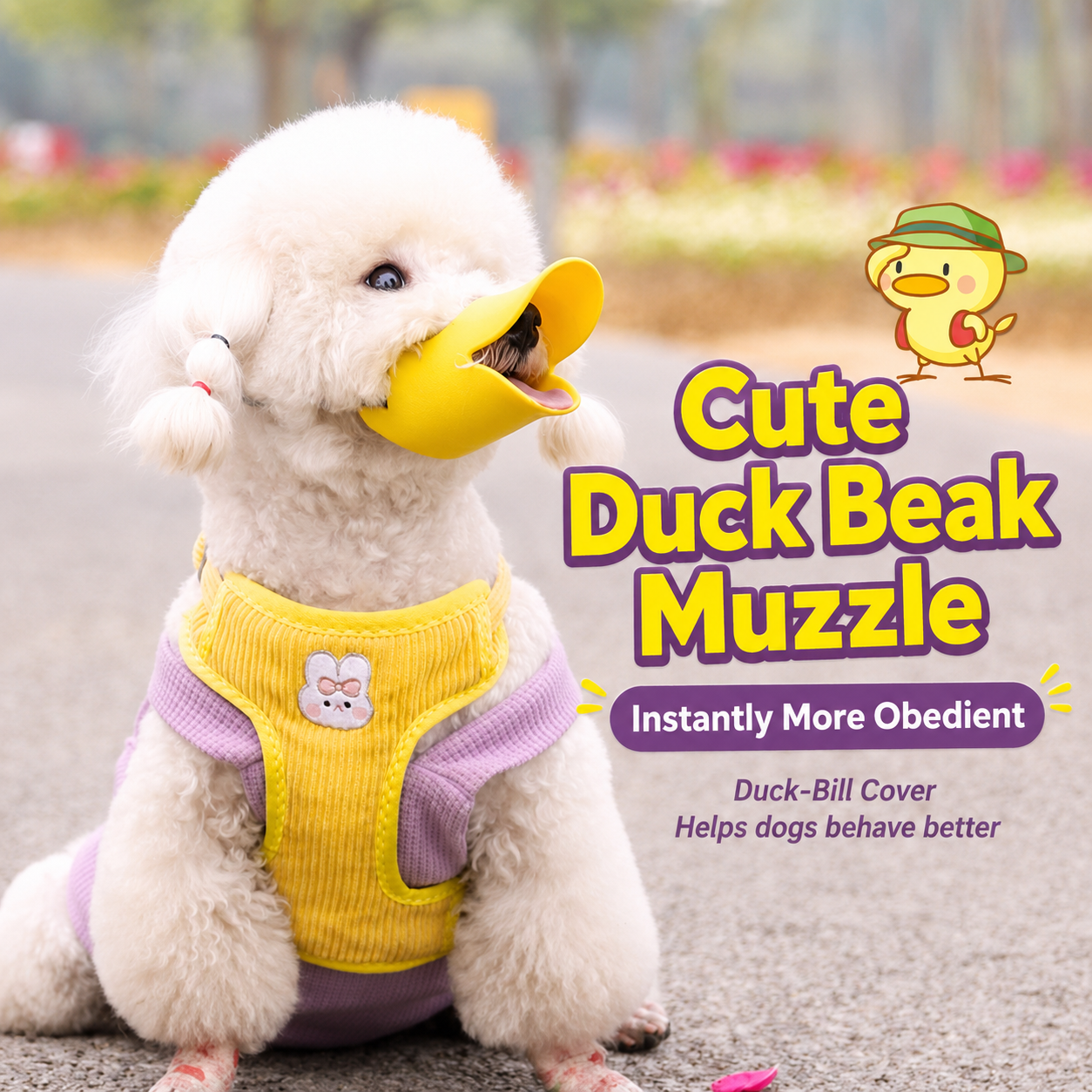 Duckbill Dog Muzzle, Soft Silicone Duck Beak Muzzle for Small Medium Dogs